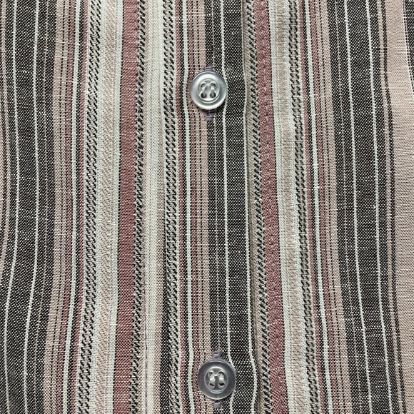 Drew Linen Button Back Tank, Striped sz Large - Picture 2 of 3